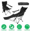 Outdoor Reclining Camping Lounge Chair 95-160 Adjustable Angle Carbon Steel Frame Heavy Duty Foldable Chair with Storage Bag for Patio Backyard Travel