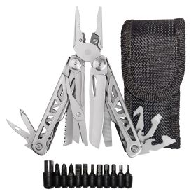 Heavy Duty Multitool | Military Grade Stainless Steel Frame; Deep Profile Blade; First Aid Scissors; Sturdy Pliers; Cord Cutter; 18 Locking Tools