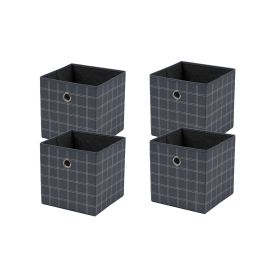 Collapsible Fabric Cube Storage Bin, Gray Windowpane, 10.5 in x 10.5 in x 10.75 in 8 Pack