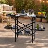 Portable Folding Camping Kitchen Table Heat Resistant Top With 4 Side Tables Storage Rack Outdoor Picnic Cooking Station