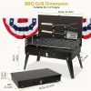 "Camping Charcoal Grill â€“ Thickened Steel Folding BBQ with Tool Storage â€“ Backpack Friendly"