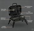 14' Portable Enamel Coated Charcoal Grill for Outdoor Cooking BBQ Camping with Folding Legs Black
