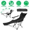 Outdoor Reclining Camping Lounge Chair 95-160 Adjustable Angle Carbon Steel Frame Heavy Duty Foldable Chair with Storage Bag for Patio Backyard Travel