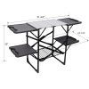 Portable Folding Camping Kitchen Table Heat Resistant Top With 4 Side Tables Storage Rack Outdoor Picnic Cooking Station