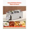 Electric Soup Warmer, Two 6.34QT Stainless Steel Round Pot with 86~185 Fahrenheit Adjustable Temp, 1200W Commercial Bain Marie Compatible with Pans