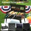 "Camping Charcoal Grill â€“ Thickened Steel Folding BBQ with Tool Storage â€“ Backpack Friendly"