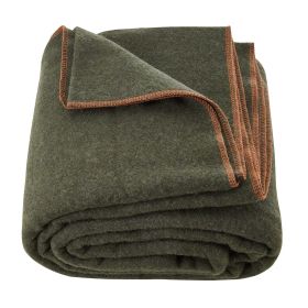 Wool Camping Blanket, Large Warm Stadium Blanket, Waterproof & Windproof, Flame Retardant, Great for Outdoors, Picnics, Hiking, Sports Events, Travel (Material: Wool Blend, Color: Military Green)