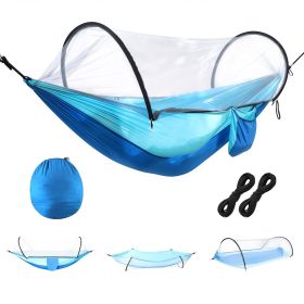 Camping Hammock with Mosquito Net 3-in-1 Portable Hammock Tent with BuiltIn Mosquito Net Dual-Way Zippers 440lbs Capacity Attached Storage Pocket for (Color: Sky Blue)