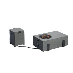 Patio Garden Fire Pit Table Set of 2 with Built-in Ice Bucket, Magnesium Oxide (Color: Grey)