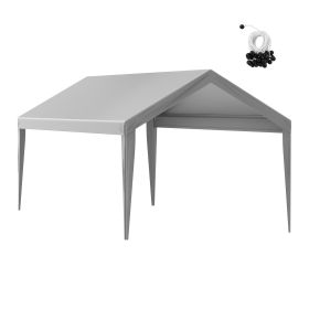 Carport Replacement Canopy Cover 10 x 20 ft, Garage Top Tent Shelter Tarp Heavy-Duty Waterproof & UV Protected, Easy Installation with Ball Bungees (Model Type: Top Tarpaulin with Edges, Color: Gray)