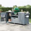 66.5" Outdoor Kitchen Island for Big Green Egg Grills, Solid Wood Outdoor Grill Cart for Tabletop Grill with Stainless Steel Top, Drawer