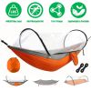 Camping Hammock with Mosquito Net 3-in-1 Portable Hammock Tent with BuiltIn Mosquito Net Dual-Way Zippers 440lbs Capacity Attached Storage Pocket for